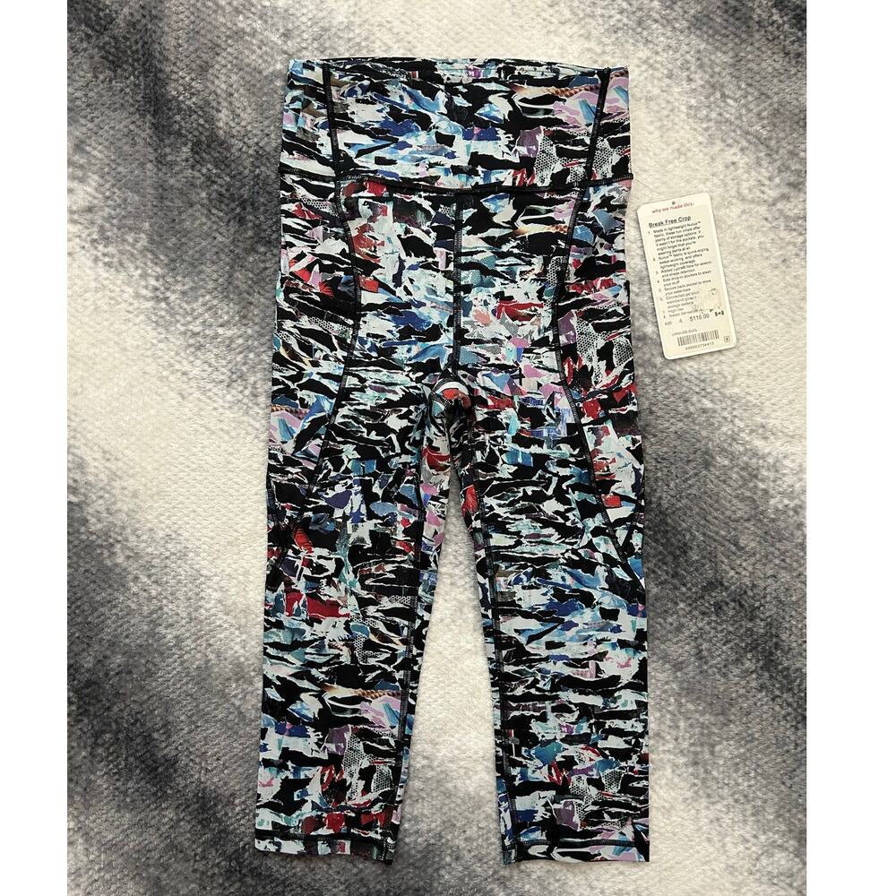 Lululemon Break Free Crop Nulux 17" Culture Clash Starlight Black Size 4 NWT